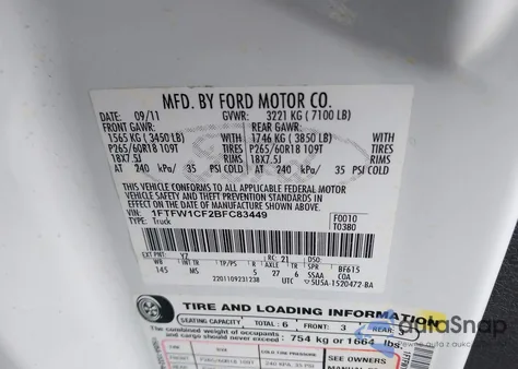 2011 Ford F-150 Xlt z USA, uszkodzony, nr VIN 1FTFW1CF2BFC83449